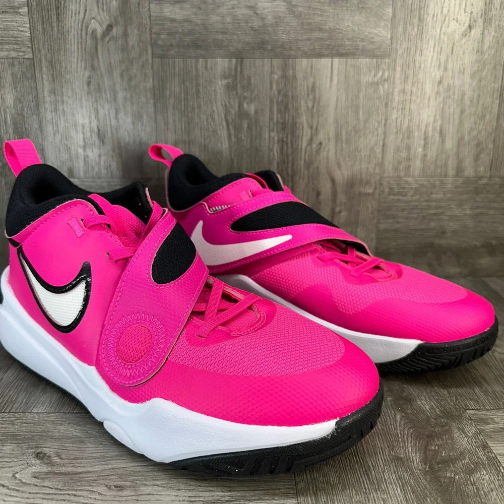 Nike Team Hustle D 11 Basketball Shoes Women 8 Pink Black White NEW DV8996-601
